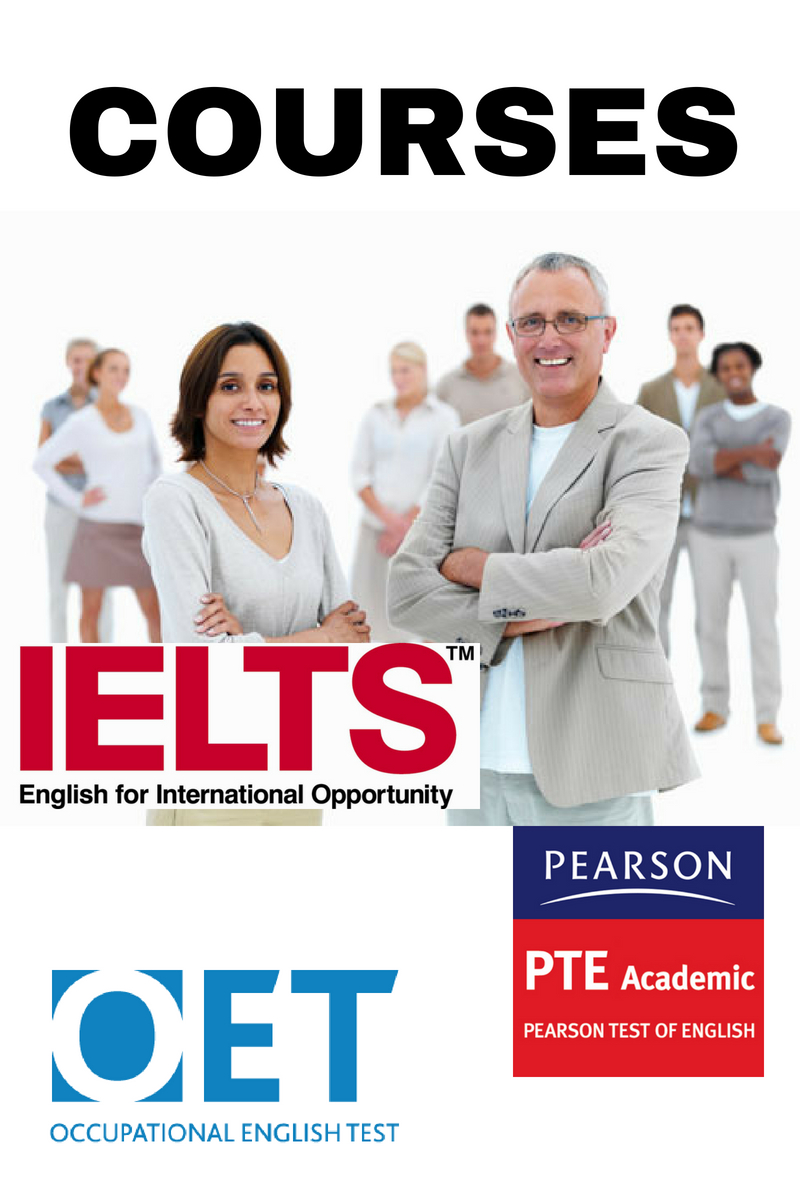 Courses in IELTS PTE OET TOEFL and CAE